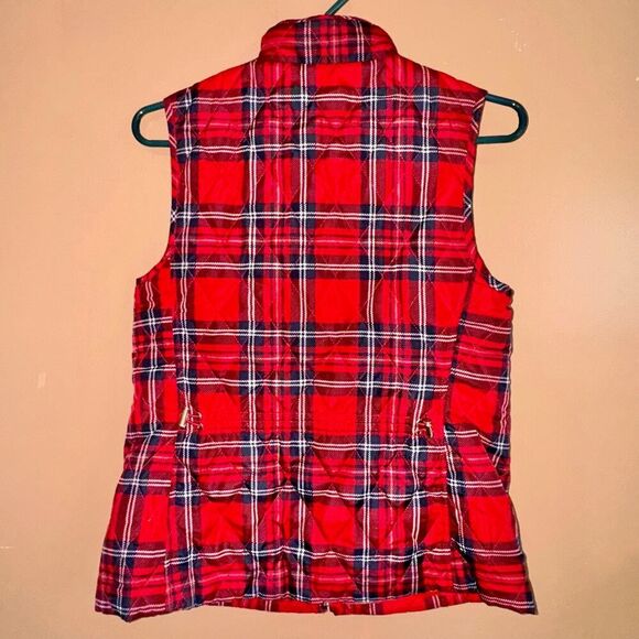 Croft & Barrow Women's Red Plaid Puffer Vest - Size XS - Picture 8 of 8